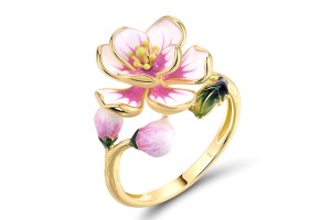 Sterling Silver w/ Yellow Plating Ring Enamel (R319927ENASY925) - US 6