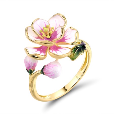 Sterling Silver w/ Yellow Plating Ring Enamel (R319927ENASY925) - US 6