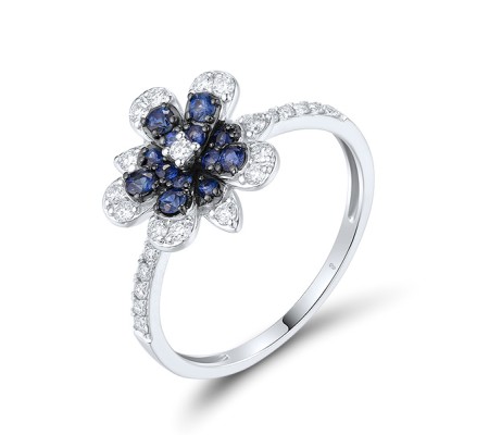 14KWB Ring Blue Sapphire,Diamond (R319935SAP14KWB)