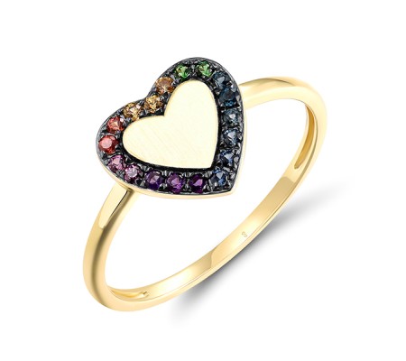 14KYB Ring Amethyst,Blue Sapphire,Green Garnet,London Blue Topaz,Orange Sapphire,Rhodolite Garnet,Yellow Sapphire (R319970MUL14KYB)