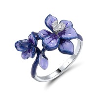 Sterling Silver Ring Enamel,White Cubic Zirconia (R320022ENASL925) - US 6