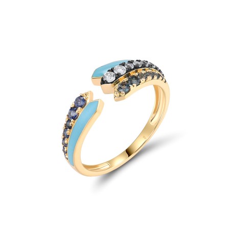 14KYB Ring Blue Sapphire,Enamel,London Blue Topaz,White Sapphire (R320088ENA14KYB)