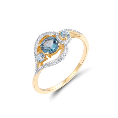 14KYW Ring Blue Topaz (Swiss Blue),Diamond,London Blue Topaz (R320108BLL14KYW)