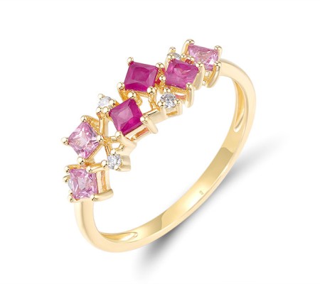 14KY Ring Diamond,Pink Sapphire,Ruby (R320152PRU14KY)