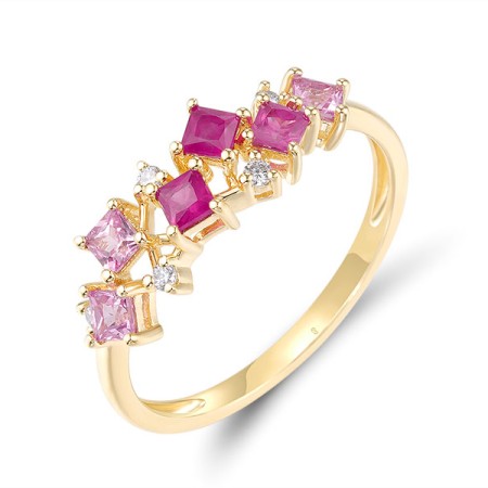 14KY Ring Diamond,Pink Sapphire,Ruby (R320152PRU14KY)