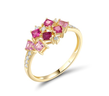 14KY Ring Diamond,Pink Sapphire,Ruby (R320153PRU14KY)