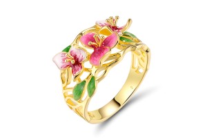 Sterling Silver w/ Yellow Plating Ring Enamel (R320215ENASY925) - US 6