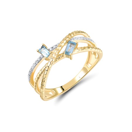 14KYW Ring Blue Topaz (Swiss Blue),Diamond (R320221BLT14KYW)