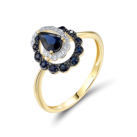 14KYWB Ring Diamond,Blue Sapphire (R320230SAP14KYWB)