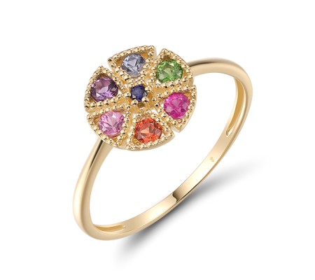 14KY Ring Amethyst,Blue Sapphire,Green Garnet,Orange Sapphire,Pink Sapphire,Ruby (R320270MUL14KY)
