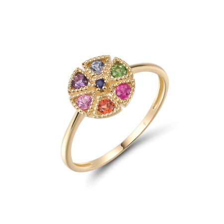 14KY Ring Amethyst,Blue Sapphire,Green Garnet,Orange Sapphire,Pink Sapphire,Ruby (R320270MUL14KY)
