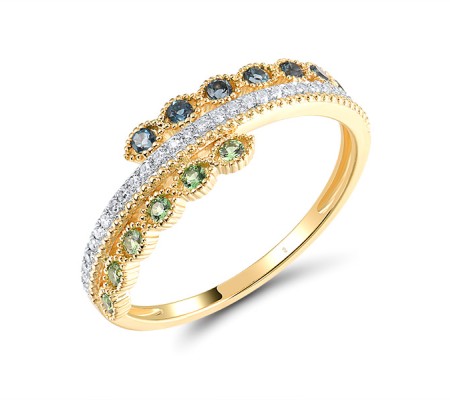 14KYW Ring Diamond,Green Garnet,London Blue Topaz (R320289GLT14KYW)