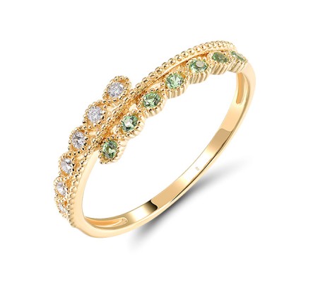 14KY Ring Diamond,Green Garnet (R320290GNG14KY) - US 7