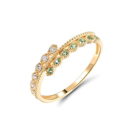 14KY Ring Diamond,Green Garnet (R320290GNG14KY) - US 7