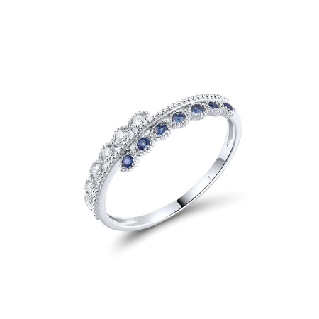 14KW Ring Blue Sapphire,Diamond (R320290SAP14KW) - US 7