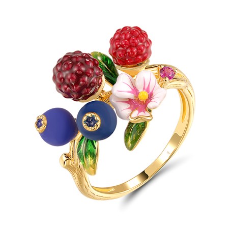 Sterling Silver w/ Yellow Plating Ring Created Ruby,Enamel (R320343ENSSY925) - US 6