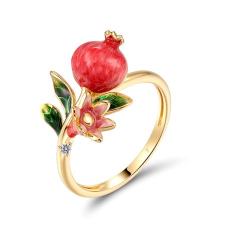 Sterling Silver w/ Yellow Plating Ring Enamel,White Cubic Zirconia (R320344ENASY925) - US 6