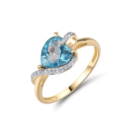 14KYW Ring Blue Topaz (Swiss Blue),Diamond (R320469BLT14KYW)