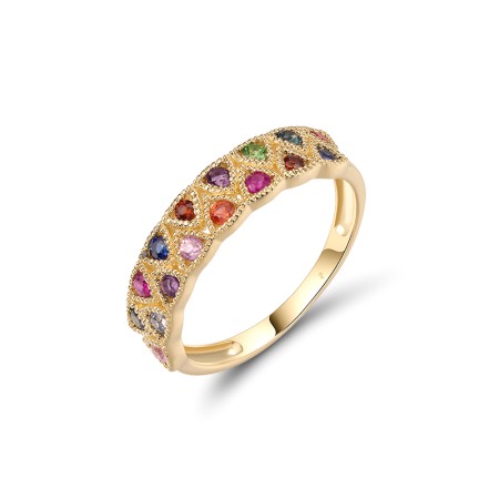 14KY Ring Amethyst,Blue Sapphire,Garnet,Green Garnet,London Blue Topaz,Orange Sapphire,Pink Sapphire,Ruby (R320472MUL14KY)
