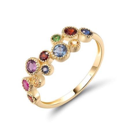 14KY Ring Amethyst,Blue Sapphire,Garnet,Green Garnet,Ruby,Yellow Sapphire (R320474MUL14KY)