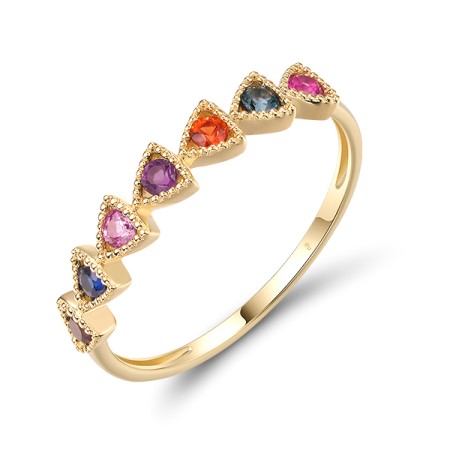 14KY Ring Amethyst,Blue Sapphire,Garnet,London Blue Topaz,Orange Sapphire,Pink Sapphire,Ruby (R320484MUL14KY) - US 7