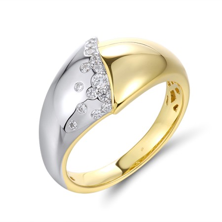 Sterling Silver w/ Ionic Yellow Plating Ring White Cubic Zirconia (R320487WCZSP925) - US 6