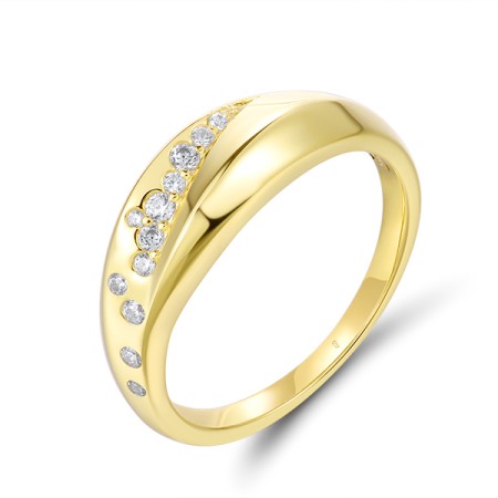 Sterling Silver w/ Yellow Plating Ring White Cubic Zirconia (R320488WCZSY925) - US 6