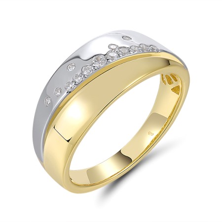 Sterling Silver w/ Ionic Yellow Plating Ring White Cubic Zirconia (R320491WCZSP925) - US 6