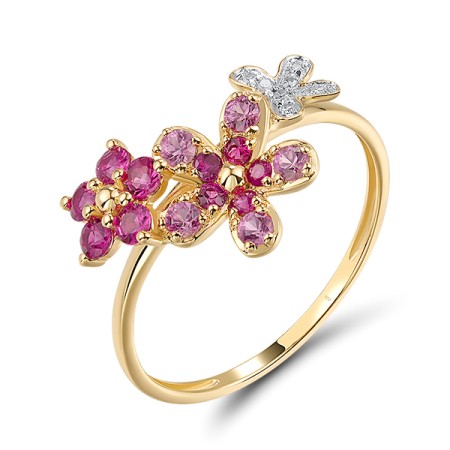 14KYW Ring Ruby,Diamond,Pink Sapphire (R320500PRU14KYW)