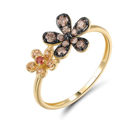 14KYB Ring Yellow Sapphire,Brown Diamond,Orange Sapphire (R320501BOYS14KYB)