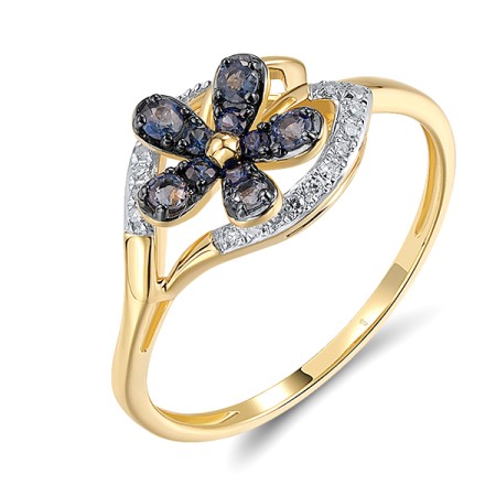 14KYWB Ring Diamond,Blue Sapphire (R320503SAP14KYWB)