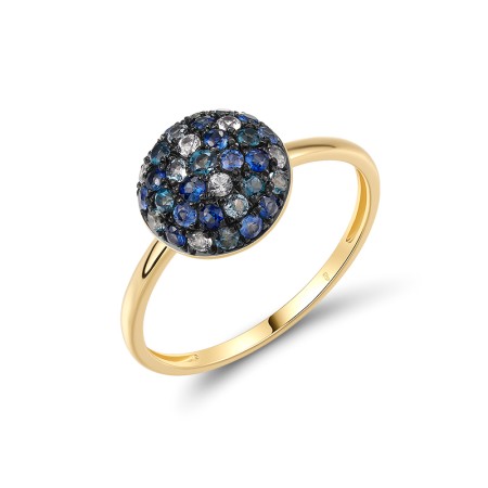 14KYB Ring Blue Sapphire,Blue Topaz (Swiss Blue),London Blue Topaz,White Sapphire (R320505MUL14KYB)
