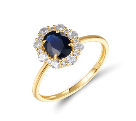 14KY Ring White Sapphire,Blue Sapphire (R320509SWS14KY)