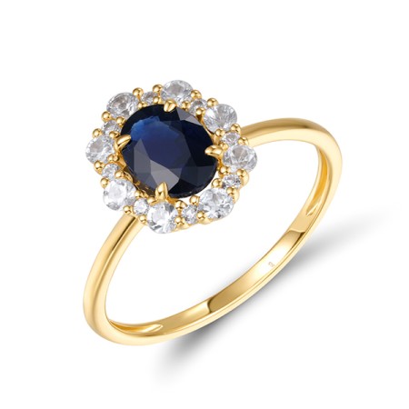 14KY Ring White Sapphire,Blue Sapphire (R320509SWS14KY)