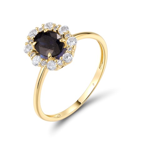 14KYW Ring Blue Sapphire,White Sapphire (R320509SWS14KYW)