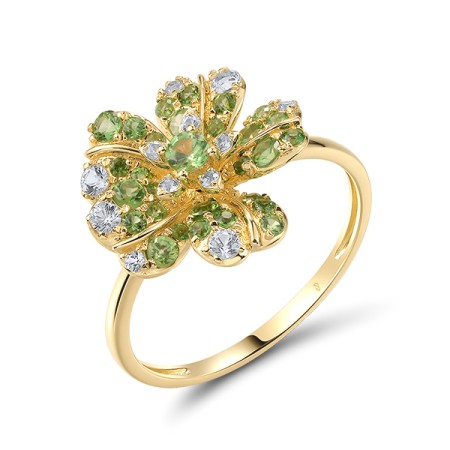 14KY Ring Green Garnet,White Sapphire (R320513GGW14KY)