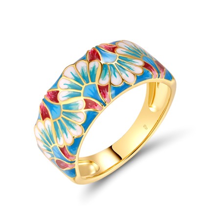 Sterling Silver w/ Yellow Plating Ring Enamel (R320596ENASY925) - US 6