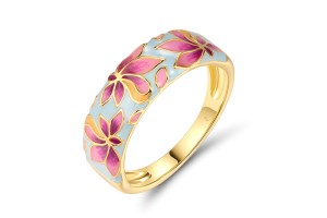 Sterling Silver w/ Yellow Plating Ring Enamel (R320597ENASY925) - US 6