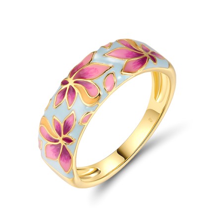 Sterling Silver w/ Yellow Plating Ring Enamel (R320597ENASY925) - US 6