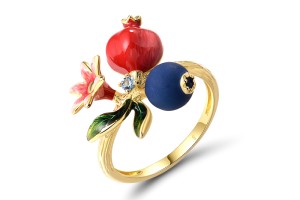 Sterling Silver w/ Yellow Plating Ring Blue Spinel,Enamel (R320599ENSSY925) - US 6