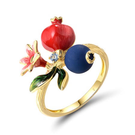 Sterling Silver w/ Yellow Plating Ring Blue Spinel,Enamel (R320599ENSSY925) - US 6