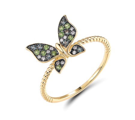 14KYB Ring Diamond,Green Garnet,London Blue Topaz (R320681GLT14KYB)