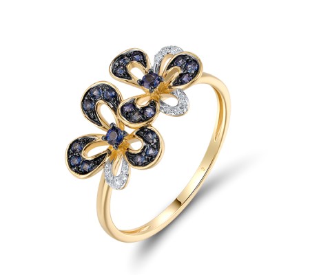 14KYWB Ring Diamond,Blue Sapphire (R320682SAP14KYWB)