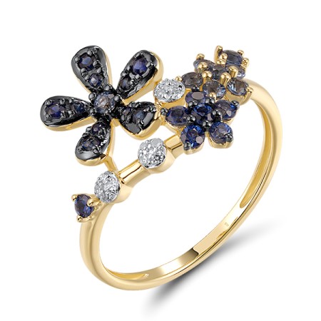 14KYWB Ring Blue Sapphire,Diamond (R320683SAP14KYWB)