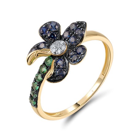 14KYWB Ring Emerald,Blue Sapphire,Diamond (R320700EMS14KYWB)