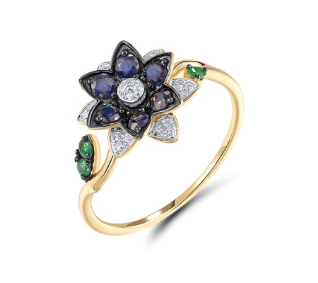 14KYWB Ring Diamond,Emerald,Blue Sapphire (R320705EMS14KYWB)