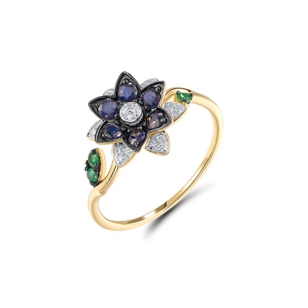 14KYWB Ring Diamond,Emerald,Blue Sapphire (R320705EMS14KYWB)