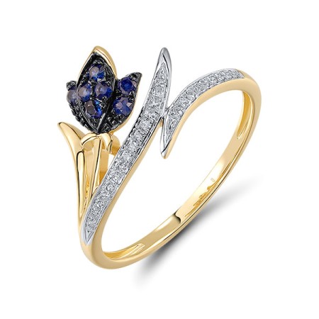 14KYWB  Blue Sapphire Ring  (R320729SAP14KYWB)