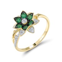 14KYWB Ring Diamond,Emerald (R320805EMR14KYWB)