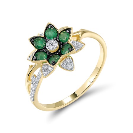 14KYWB Ring Diamond,Emerald (R320805EMR14KYWB)